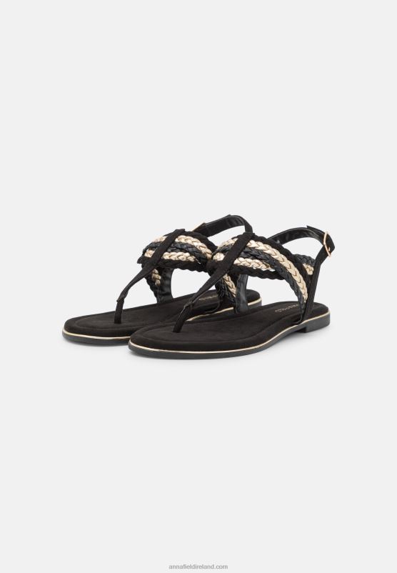 Z62T1503 Women Anna Field T-Bar Sandals Black/Gold
