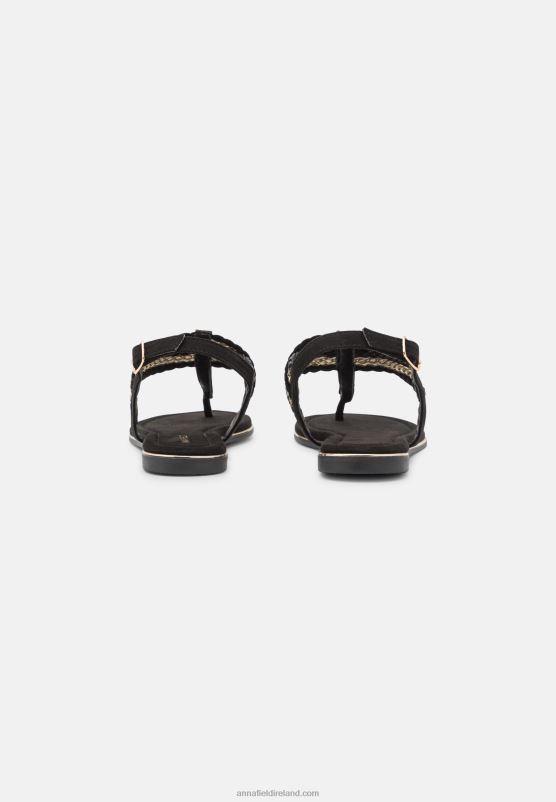 Z62T1503 Women Anna Field T-Bar Sandals Black/Gold