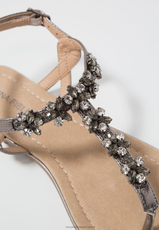 Z62T1515 Women Anna Field T-Bar Sandals Gunmetall