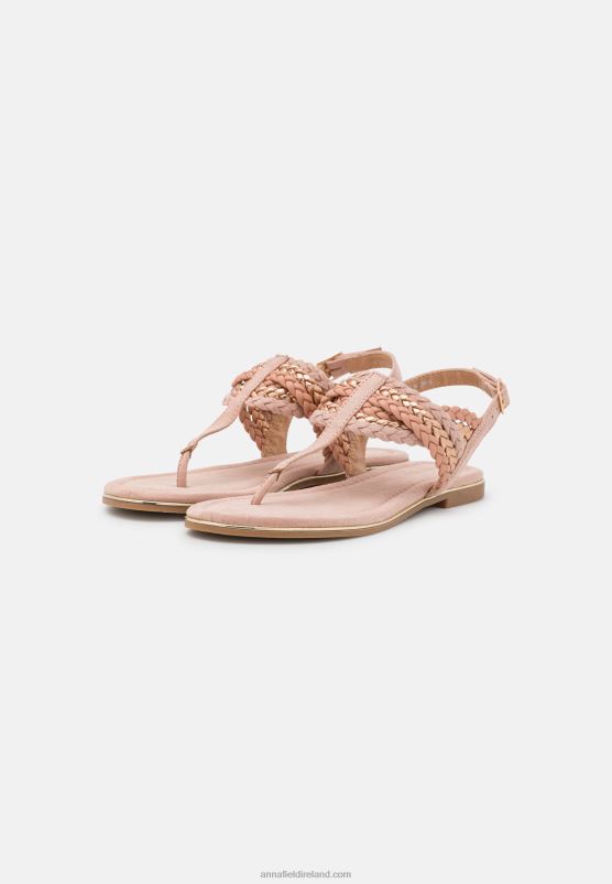 Z62T1520 Women Anna Field T-Bar Sandals Rose Gold-Coloured