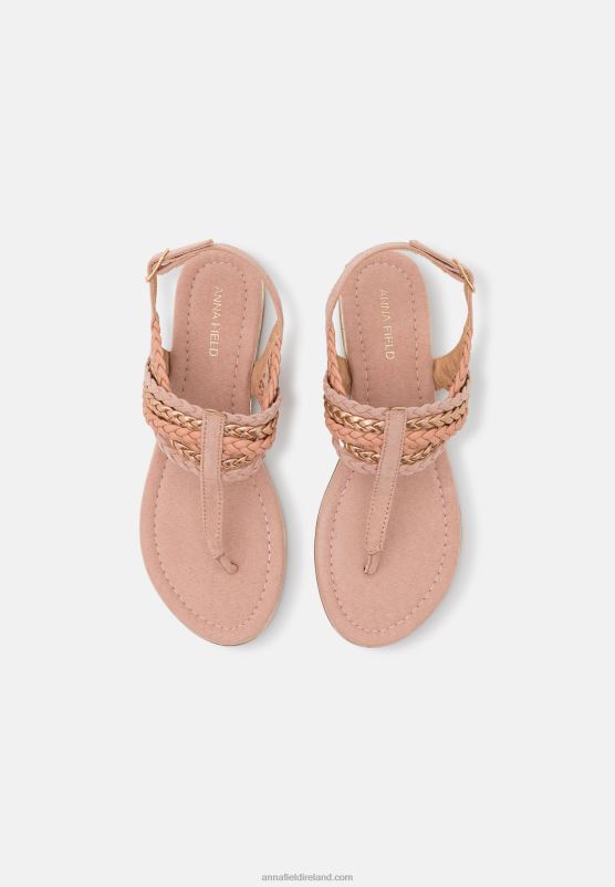 Z62T1520 Women Anna Field T-Bar Sandals Rose Gold-Coloured