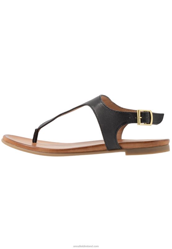 Z62T1521 Women Anna Field Leather T-Bar Sandals Black