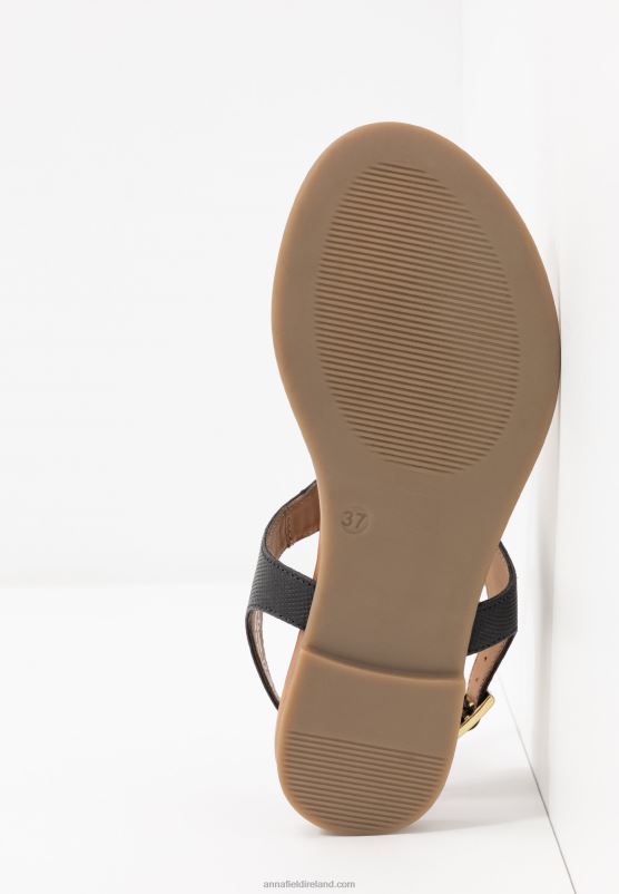 Z62T1521 Women Anna Field Leather T-Bar Sandals Black