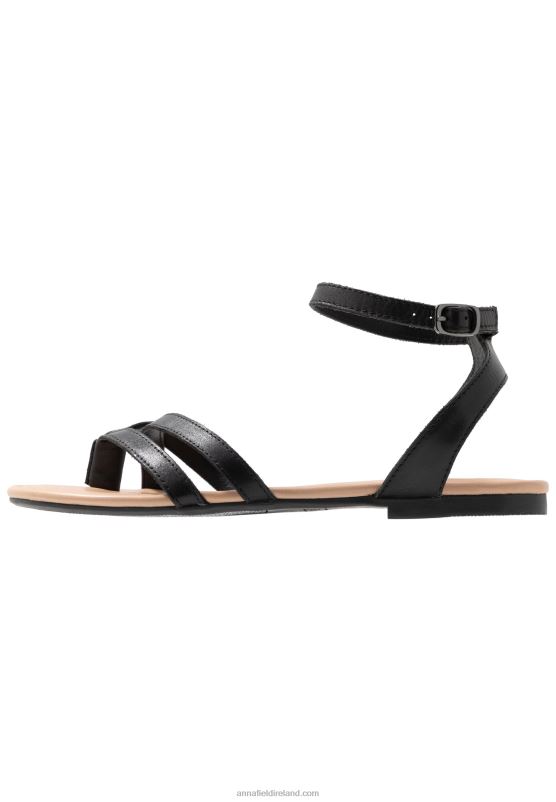 Z62T1523 Women Anna Field Leather T-Bar Sandals Black