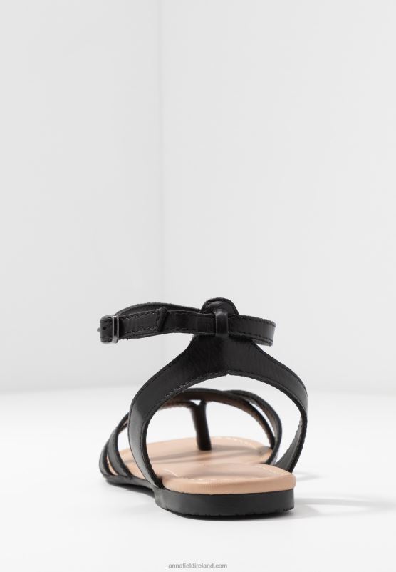 Z62T1523 Women Anna Field Leather T-Bar Sandals Black