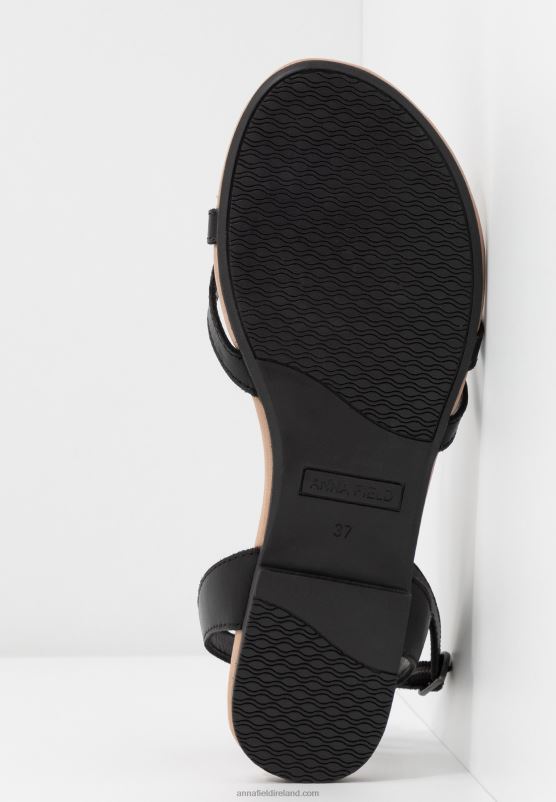 Z62T1523 Women Anna Field Leather T-Bar Sandals Black