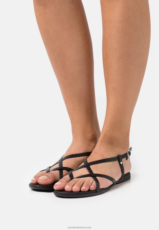 Z62T1532 Women Anna Field Leather T-Bar Sandals Black