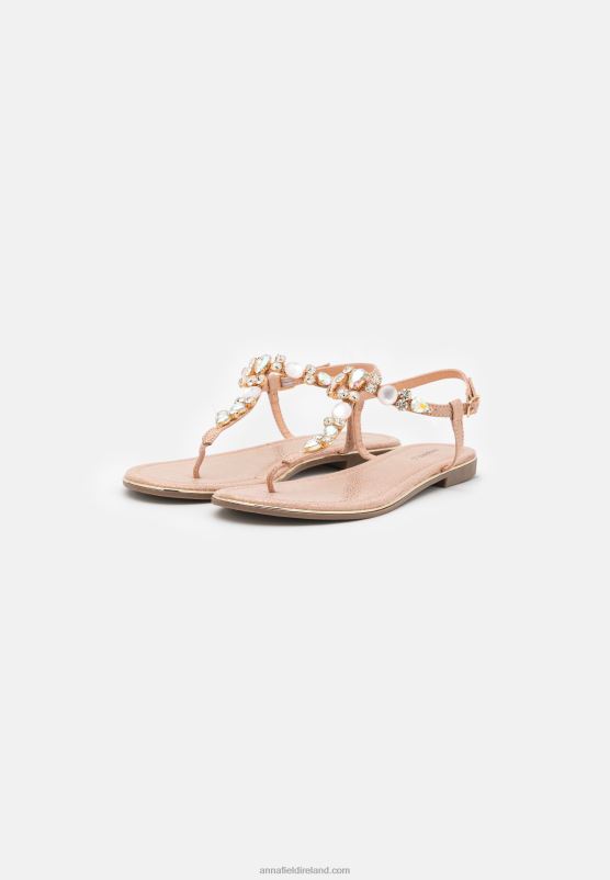 Z62T1534 Women Anna Field T-Bar Sandals Rose Gold