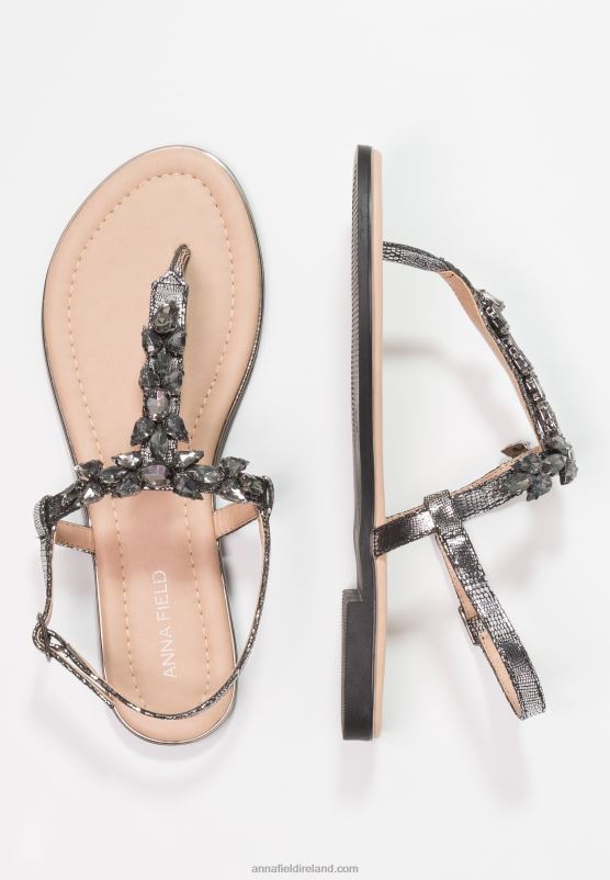 Z62T1542 Women Anna Field T-Bar Sandals Dark Gray