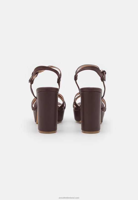 Z62T1558 Women Anna Field Platform Sandals Dark Brown