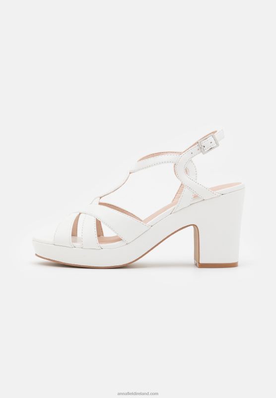 Z62T1559 Women Anna Field Leather Platform Sandals White