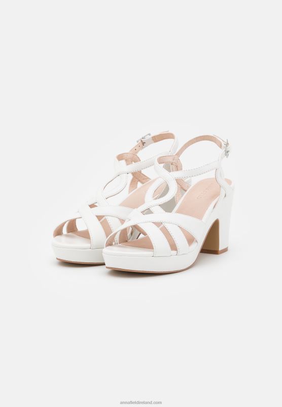 Z62T1559 Women Anna Field Leather Platform Sandals White