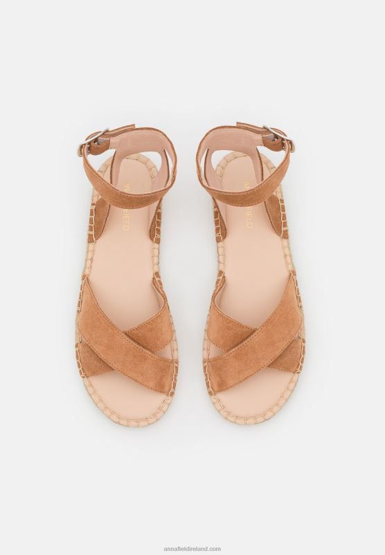 Z62T1560 Women Anna Field Leather Platform Sandals Cognac