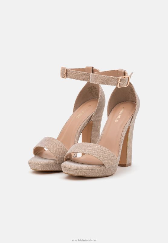 Z62T1566 Women Anna Field High Heeled Sandals Rose Gold