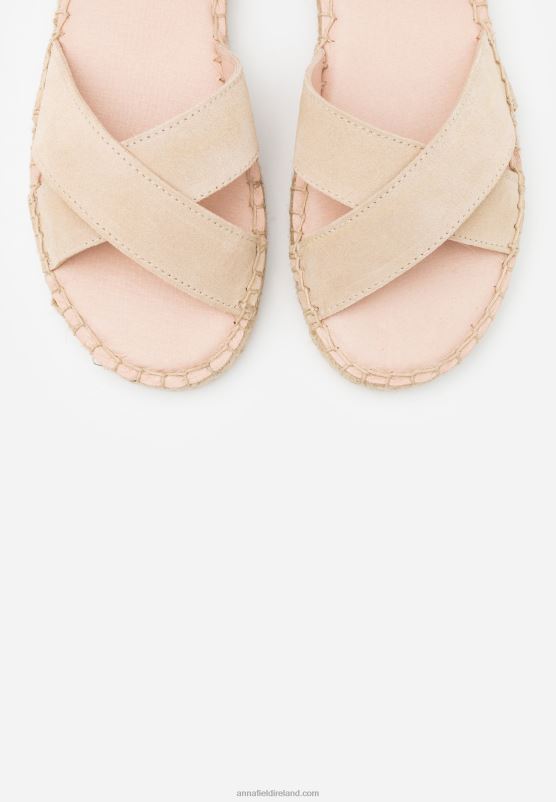 Z62T1576 Women Anna Field Leather Platform Sandals Beige