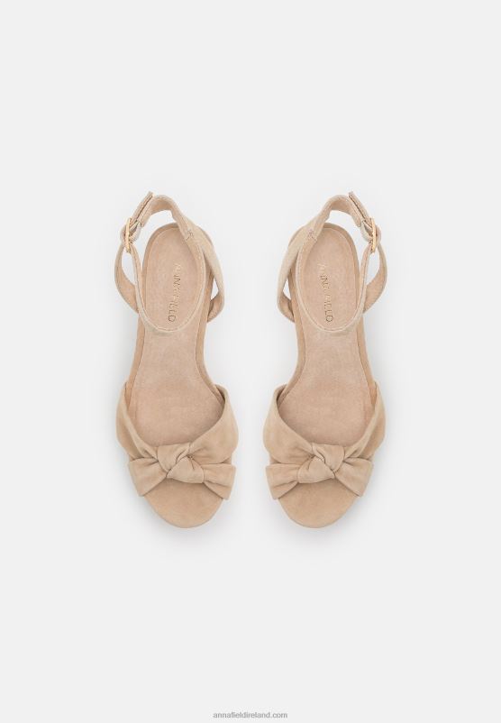 Z62T1578 Women Anna Field Leather High Heeled Sandals Beige