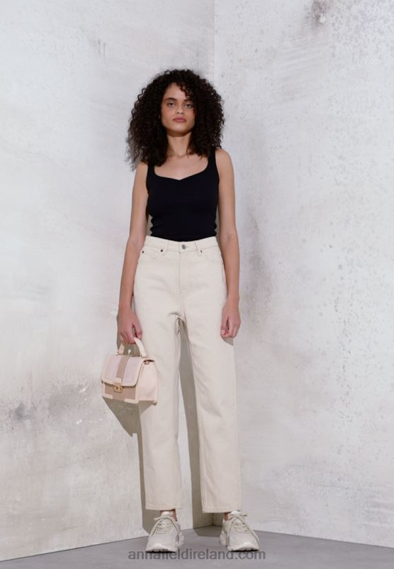 Z62T1175 Women Anna Field Leather Trainers Beige