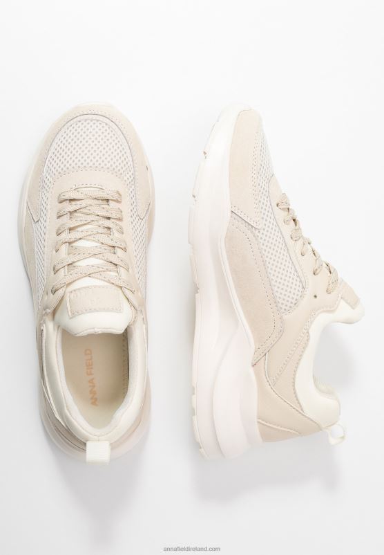 Z62T1175 Women Anna Field Leather Trainers Beige