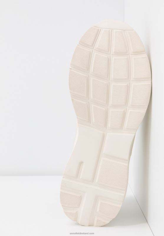 Z62T1175 Women Anna Field Leather Trainers Beige