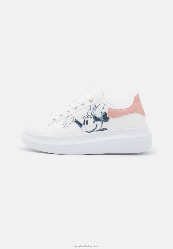 Z62T1207 Women Anna Field Disney Mickey Mouse Trainers White/Light Pink