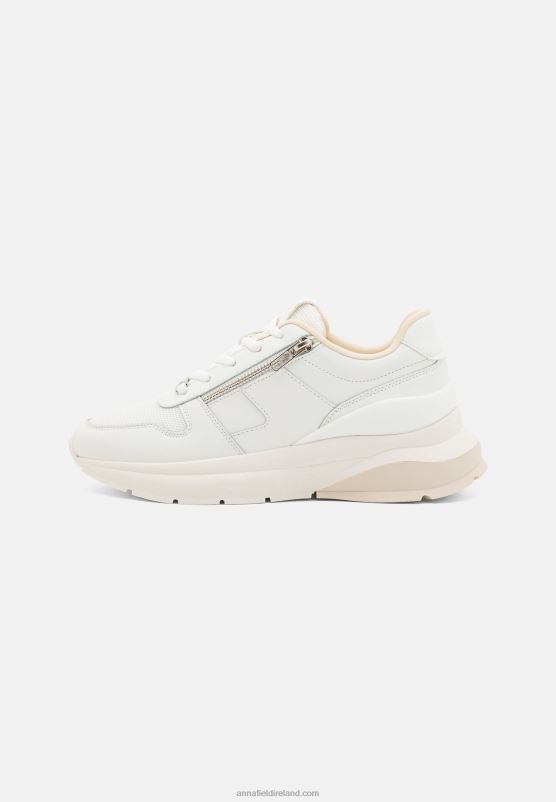 Z62T1209 Women Anna Field Leather Trainers White/Beige