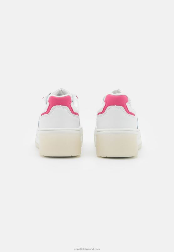 Z62T1211 Women Anna Field Leather Trainers White/Pink