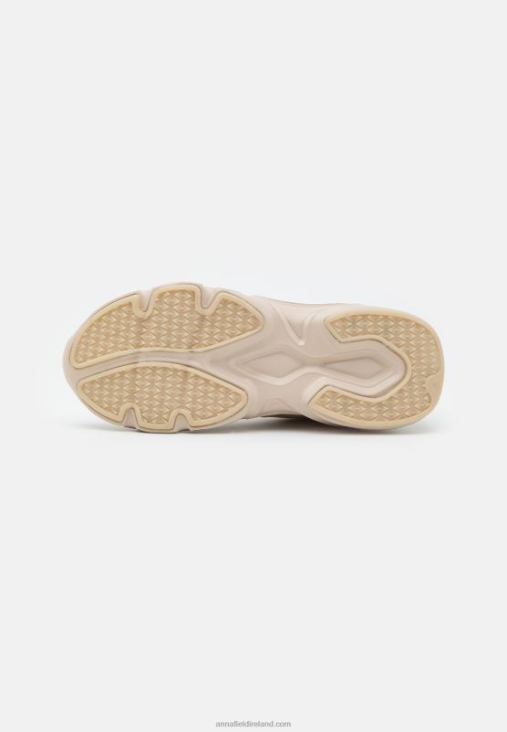 Z62T1213 Women Anna Field Leather Trainers Beige