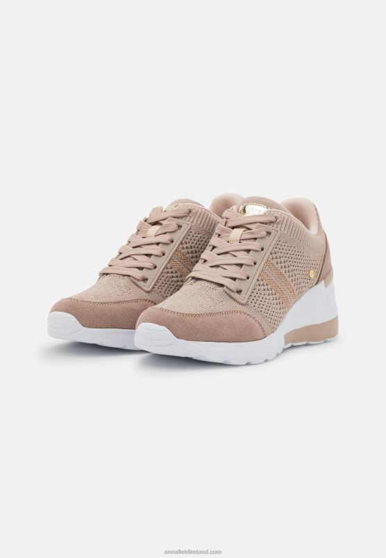 Z62T1215 Women Anna Field Leather Mix Trainers Beige
