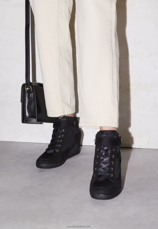 Z62T1228 Women Anna Field High-Top Trainers Black